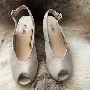 Paul Green Moriah Peep Toe Metallic Suede Platform Pumps